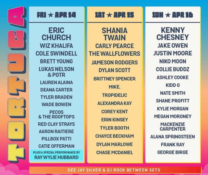 Tortuga Music Festival 2023 Daily Lineup